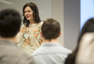 Photo of Entrepreneurship speaker talking to group